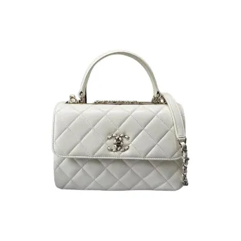 CHANEL 23C Spring Trendy Cc Lambskin Flap Bag, Shoulder Bag, Crossbody Bag, Handbag Women's White