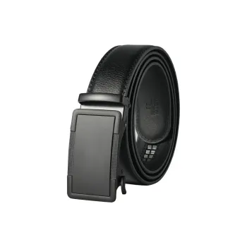 PISHUSHU High End Business Commute Cow Leather Automatic Buckle Belt Men's Gunmetal Width  3.5cm