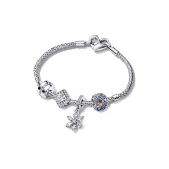 Pandora 925 Sterling Silver Synthetic Cubic Zirconia Glass Bracelets Women's Silver/Red