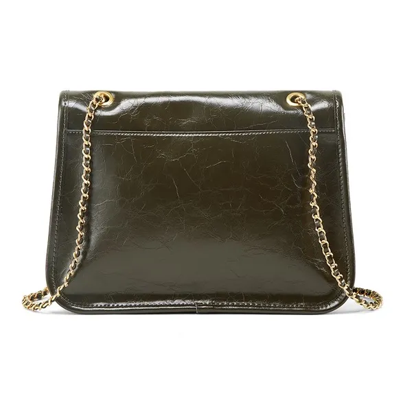 Teenmix Cow Leather Underarm Crossbody Bag, Shoulder Bag Tote Medium Size Women's Yellow Brown/Black/Olive Green-16