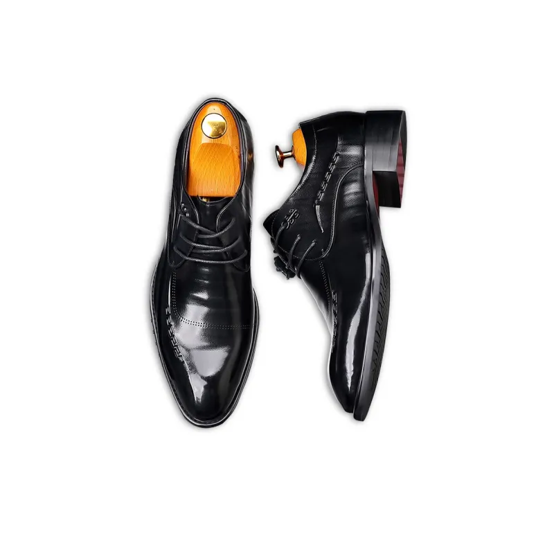 GZZ Dress Shoes Men Low Top Black-1