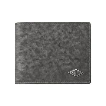CARTIER Grain Cow Leather Card Holder, Wallet Women's Gray