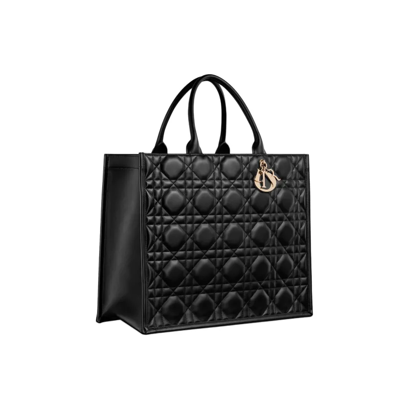 DIOR BookTote Cow Leather Tote Bag Shopping Bag Handbag Large Size Women's Black-2