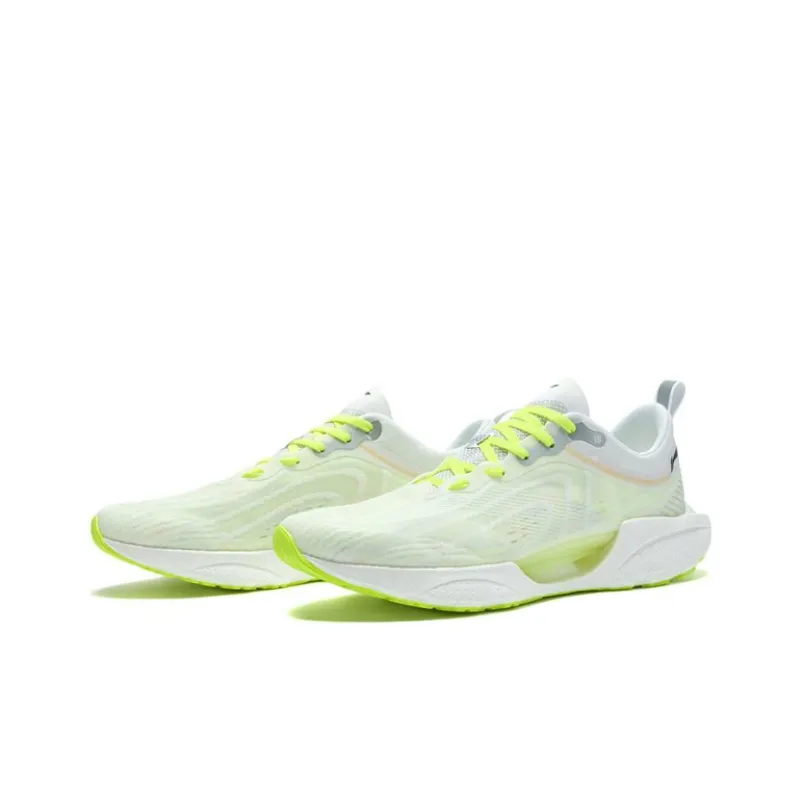 LiNing Super Light 18 䨻 Cushioning, Slip Resistant, And Abrasion Resistant Low Top Running Shoes Men's White Neon Green-2