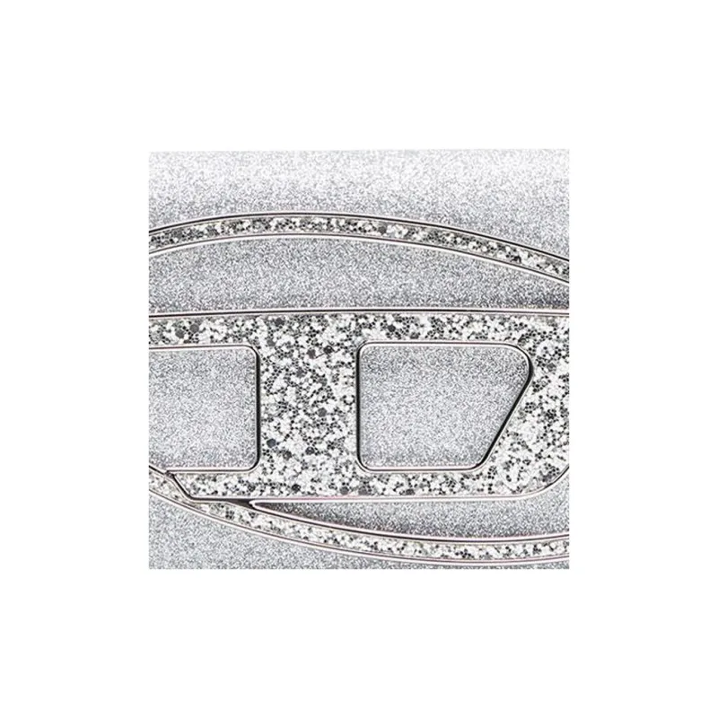 DIESEL Glitter Fabric Wallet Large Size Women's Silver-5