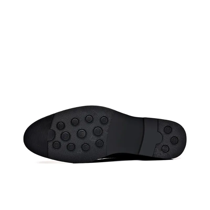 GZZ Dress Shoes Men Low Top Black-4