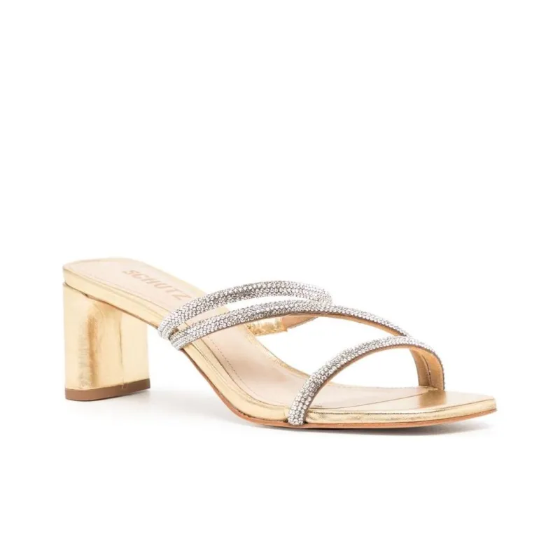 Schutz Slide Slippers Women's Gold-2