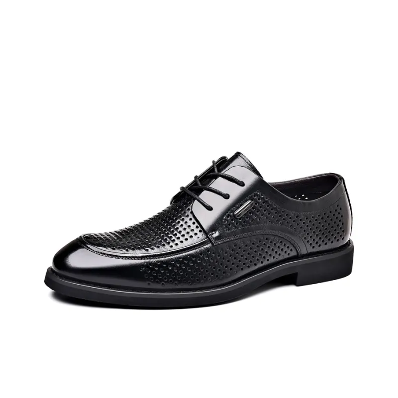 GZZ Dress Shoes Men Low Top Black-1