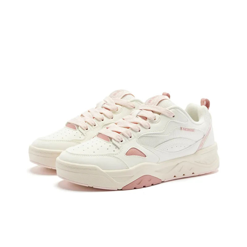 QIAODAN Sea Salt 1.0 Cushioning Wear Resistant Low Top Skateboard Shoes Women's White Pink-2