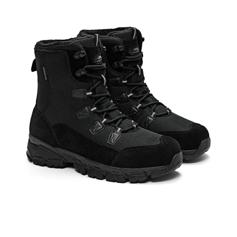 Jeep Warm Water Resistant Wear Resistant Cushioning Height Increasing Slip Resistant Short Snow Boots Women's Black-2
