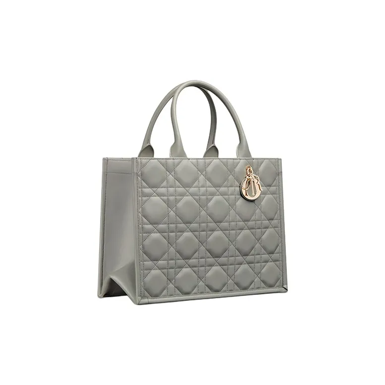 DIOR BookTote Cow Leather Tote Bag Shopping Bag Shoulder Bag Crossbody Bag Handbag Medium Size Women's Rock Gray-1