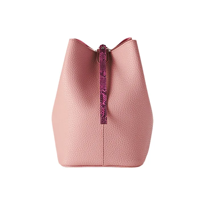 FIND KAPOOR Artificial Leather Bucket Bag, Shoulder Bag, Crossbody Bag Women's Ivory White/Pearl Pink-2
