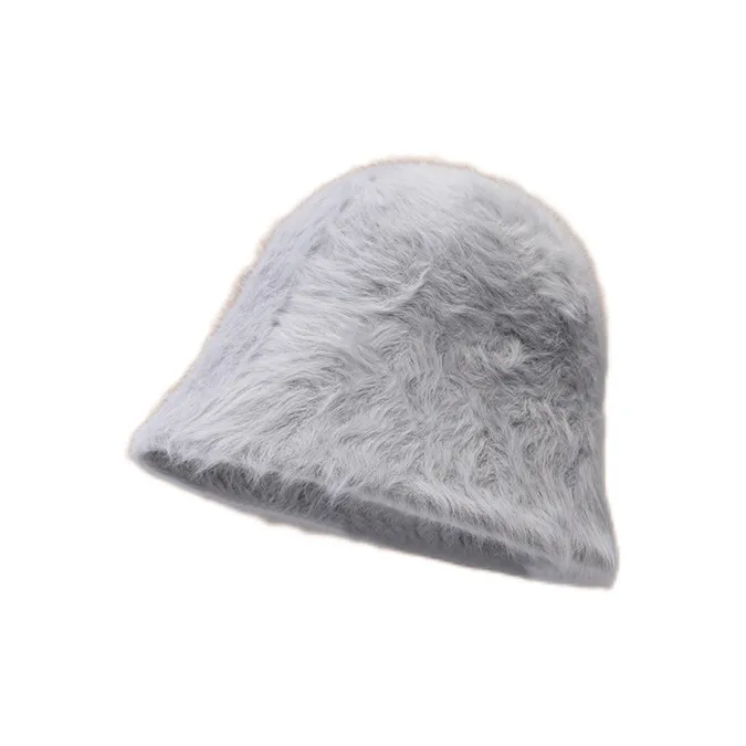 EEEENO Imitation Rabbit Fur Blend Bucket Hats Women's-8