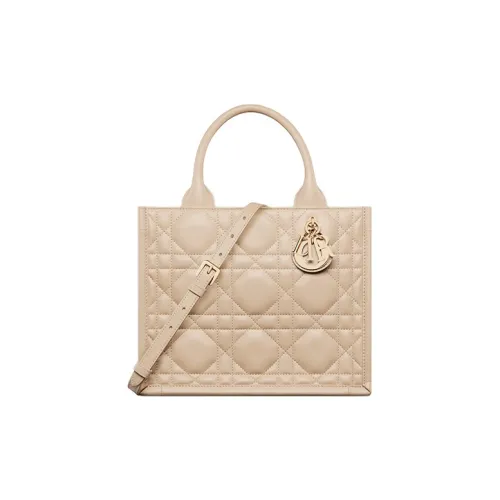DIOR BookTote Cow Leather Tote Bag Shopping Bag Shoulder Bag Crossbody Bag Handbag Small Size Women's Rouge Beige