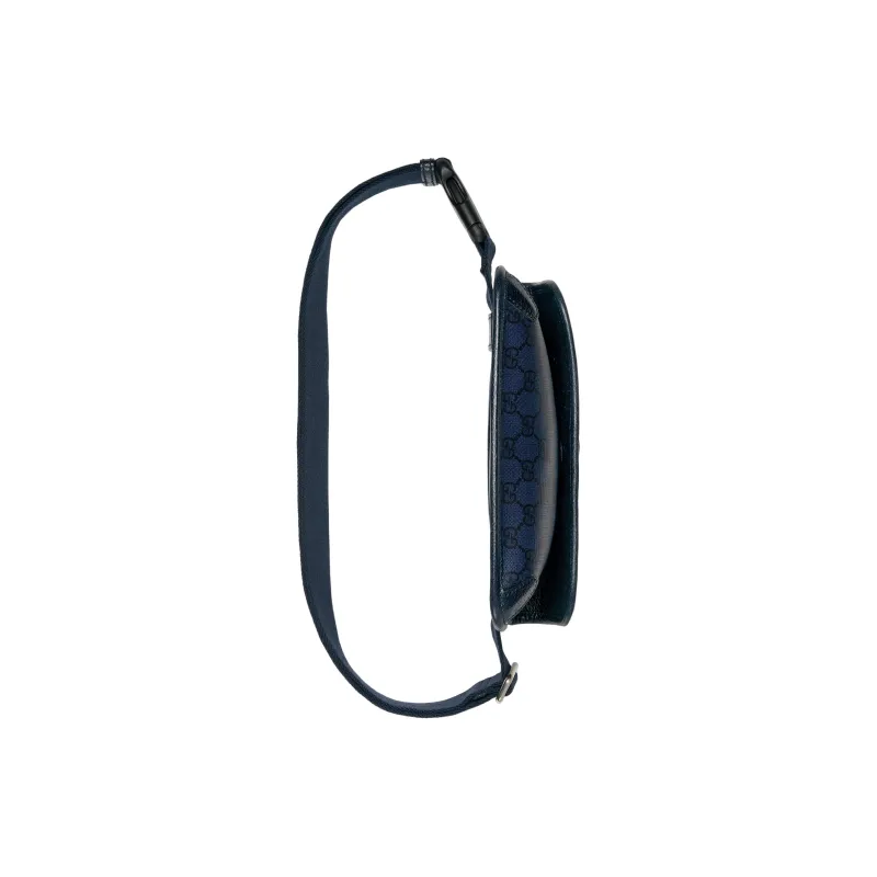 GUCCI Ophidia Canvas With Leather Sling Bag, One Shoulder, Crossbody, Fanny Pack Trumpets Men's Blue & Black-5