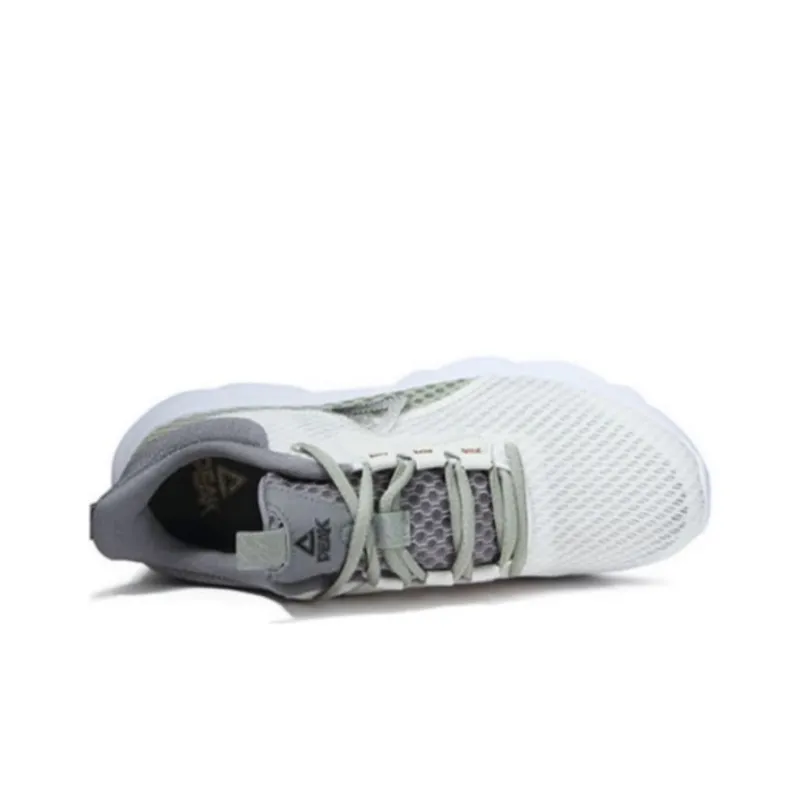 PEAK Durable Cushioning Low Top Running Shoes Unisex White Green-2