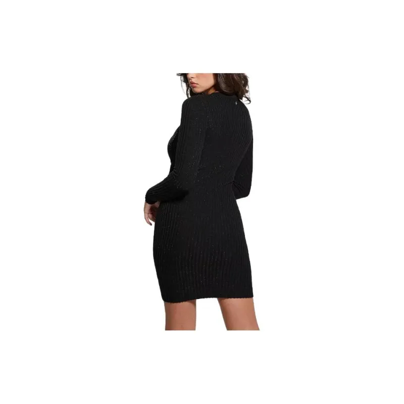 GUESS Claudine Shimmer Sweater Dress Long-Sleeved Dresses Women's Black-1