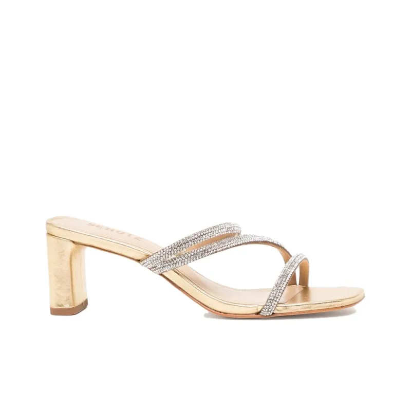 Schutz Slide Slippers Women's Gold-1