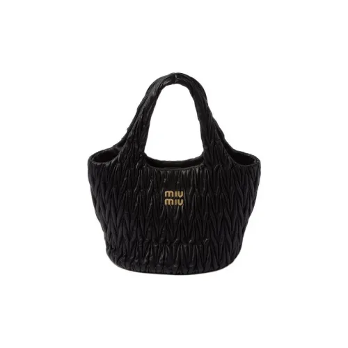 MIU MIU Leather Tote Bag Shopping Bag Shoulder Bag Handbag Women's Black