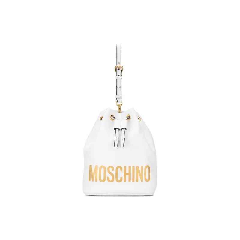 MOSCHINO Calfskin Bucket Bag Portable Crossbody Bag Shoulder Bag Women's White-1