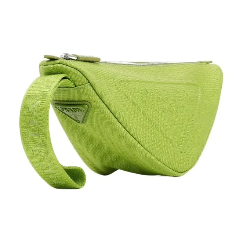 PRADA Cotton Triangle Bag Clutch Men's Feather Green-1