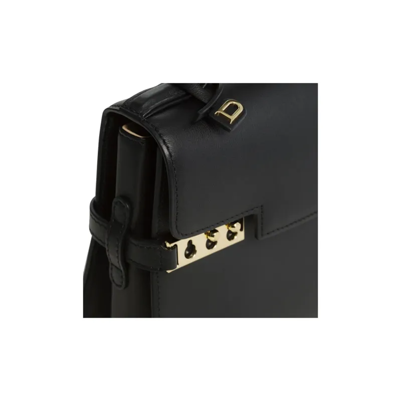 Delvau Tempête Soft Calfskin Handbag Small Size Women's Black-4
