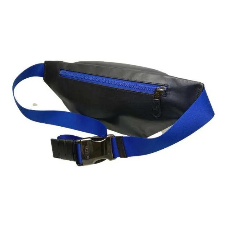 COACH Track Cow Leather Detail Shoulder Bag, Crossbody Bag, Sling Bag, Fanny Pack Tubas Men's Charcoal Gray & Blue-3