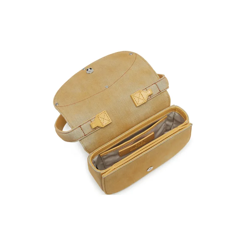 DIESEL Cotton With Cow Leather Shoulder Bag, Crossbody Bag, Handbag Women's Yellow-3