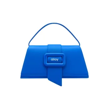 Alloy Cow Leather Saddle Bag Handbag Shoulder Bag Crossbody Bag Medium Size Women's Blue