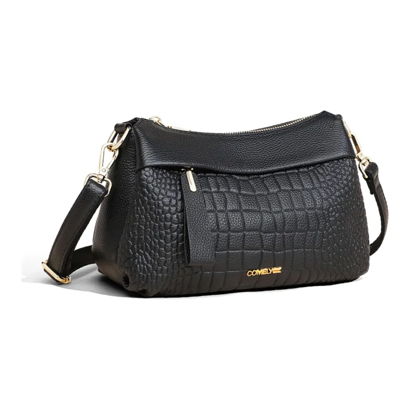 COMELY Cow Leather, Synthetic Leather Mom Bag, Shoulder Bag, Crossbody Bag Regular Women's Black-3