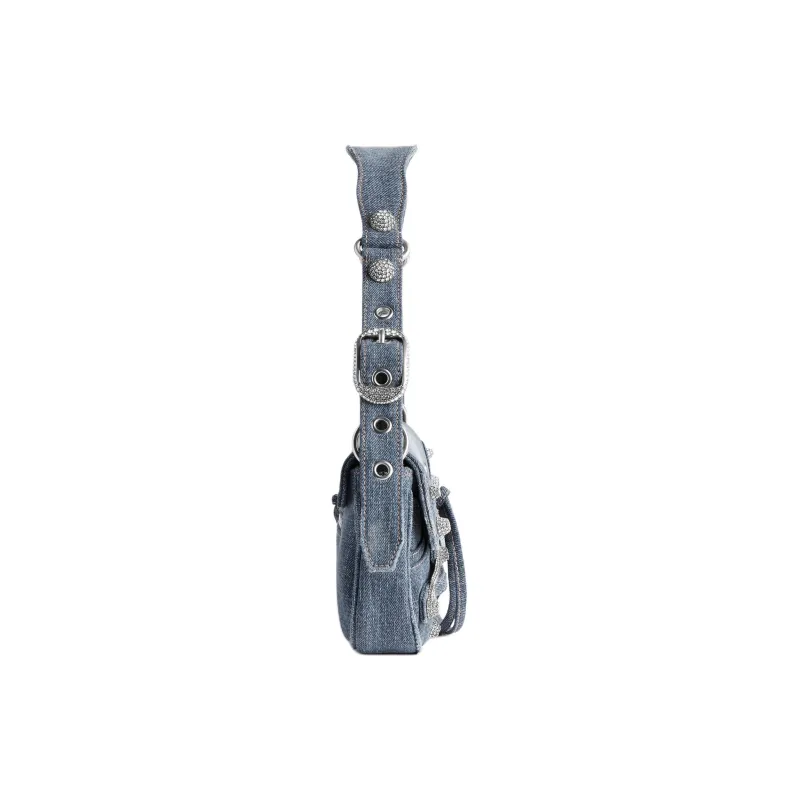 Balenciaga Le Cagole Denim Handbag Shoulder Bag Small Size Women's Blue-2