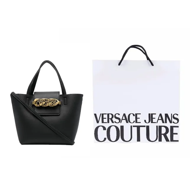 VERSACE JEANS COUTURE Polyester Tote Bag, Shopping Bag, Shoulder Bag, Handbag Tubas Women's Black-5