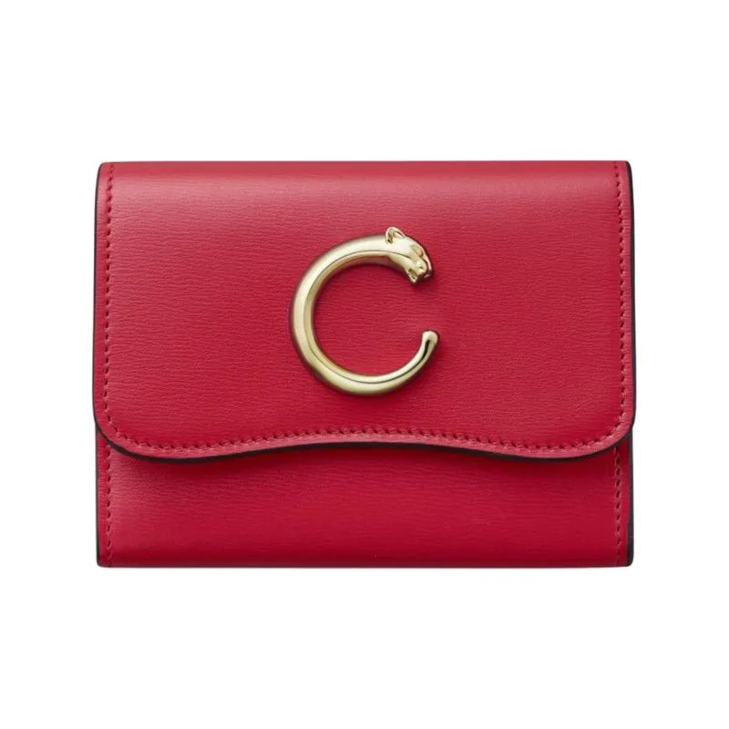 CARTIER PANTHÈRE Calfskin Wallet Women's Red Chestnut-0