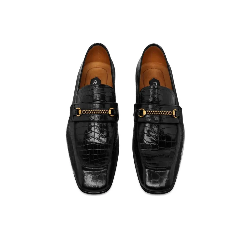 TOM FORD Crocodile-effect Leather Loafers-2