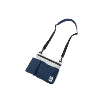CHUMS Cotton With Polyester Shoulder Bag, Crossbody Bag Unisex Green & Sea Blue