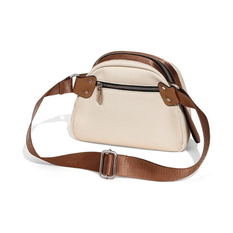 COMELY Cow Leather With Synthetic Leather Dome Bag, Crossbody Bag, Shoulder Bag Regular Women's Ecru-4