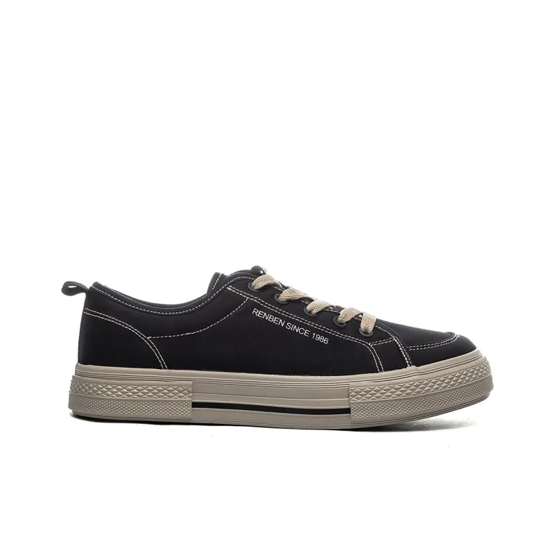 RENBEN Anti-Slip And Wear-Resistant Breathable Low-Top Canvas Shoes Unisex Black Brown-1