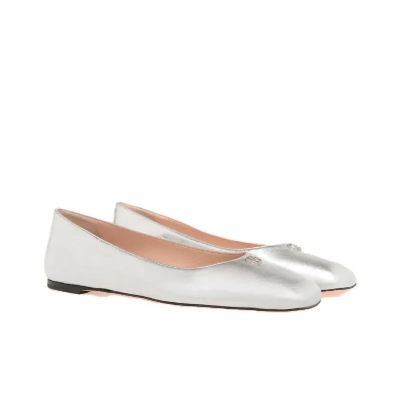 BALLY Emblem Logo-plaque Leather Ballerina Flats-1