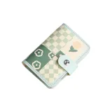 Green Plaid Small Rose 22 Card Holder for Driving License