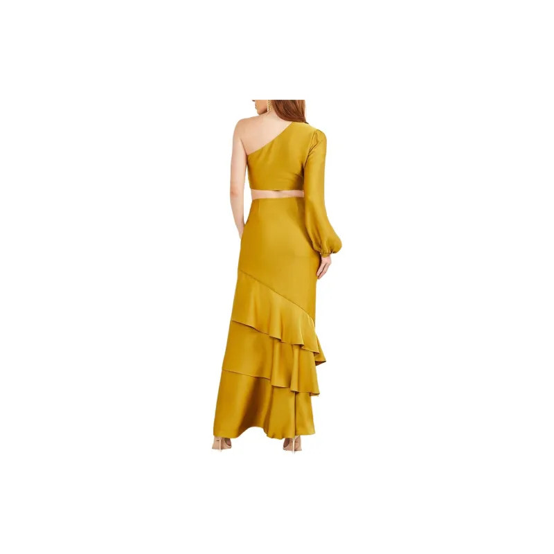 GUESS Jaime Cutout Dress Long-Sleeved Dresses Women's Yellow-1