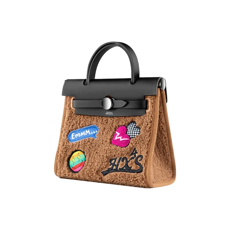 HXXXXS Cow Leather Shoulder Bag, Crossbody Bag Trumpets Women's Cream White/Milk Tea Brown/Raspberry/Moss Green-2