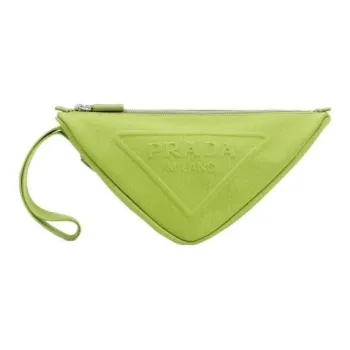 PRADA Cotton Triangle Bag Clutch Men's Feather Green