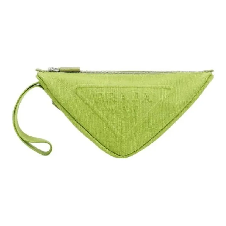 PRADA Cotton Triangle Bag Clutch Men's Feather Green-0