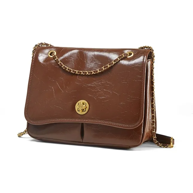Teenmix Cow Leather Underarm Crossbody Bag, Shoulder Bag Tote Medium Size Women's Yellow Brown/Black/Olive Green-2