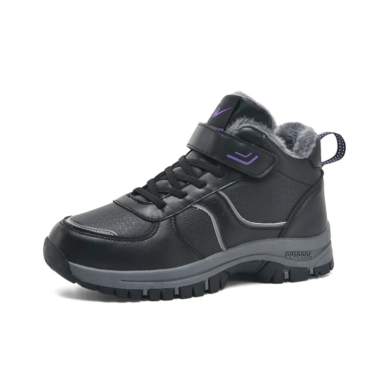 Binary Slip Resistant, Abrasion Resistant, Height Adjustable, Thermal High Top Casual Shoes Women's Black Purple-1