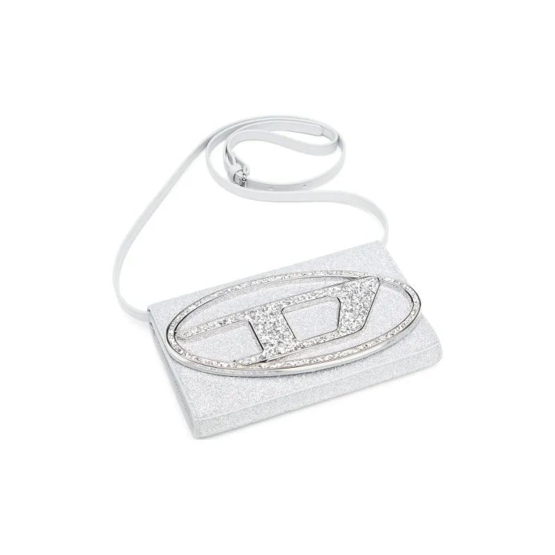 DIESEL Glitter Fabric Wallet Large Size Women's Silver-1