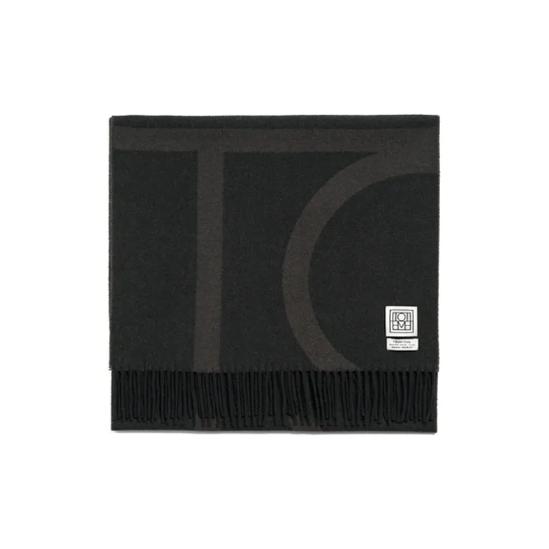 TOTEME Monogram Jacquard Fringed Edge Scarf-0