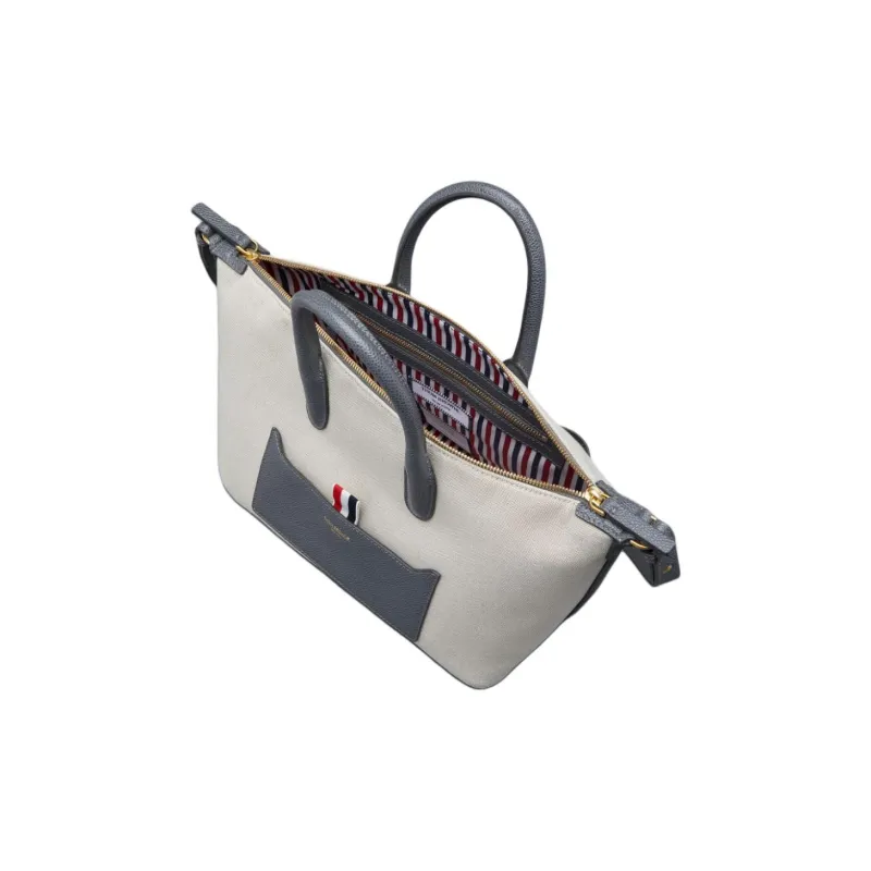THOM BROWNE Logo Printed Zipped Tote Bag-3