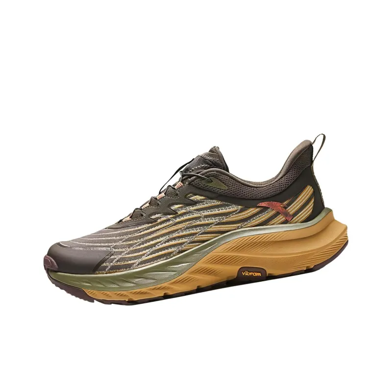 Anta Transverse Cushioning, Wear Resistant Low Top Running Shoes Men's Brown-2