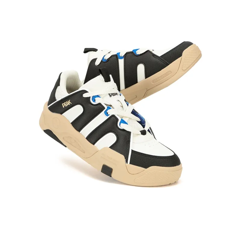 PEAK Tai Ji1.0 Anti Slip And Wear Resistant Height Increasing Low Top Skateboard Shoes Men's Black White-2